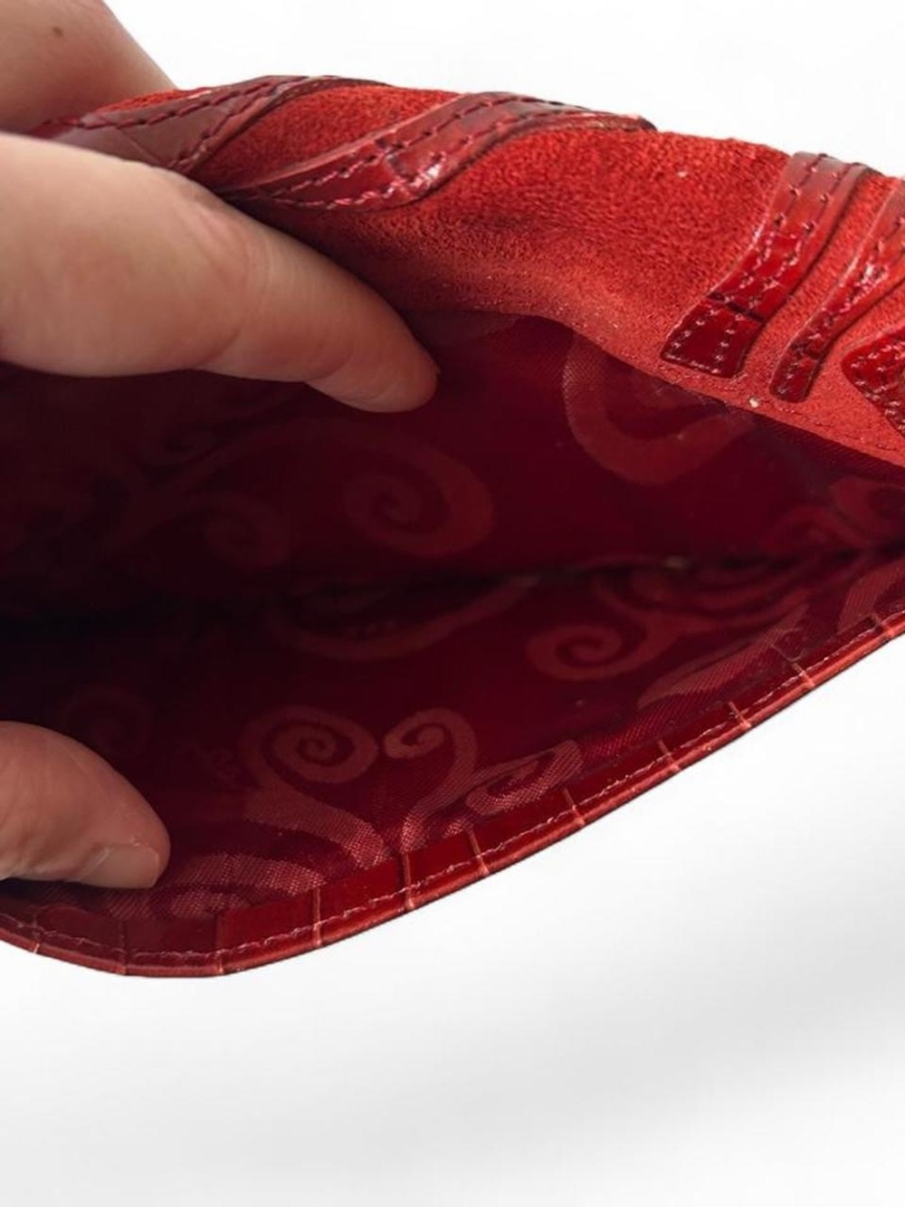 Vintage Brighton Red Spiral Embossed Women's Wallet Clutch - Picture 4 of 6